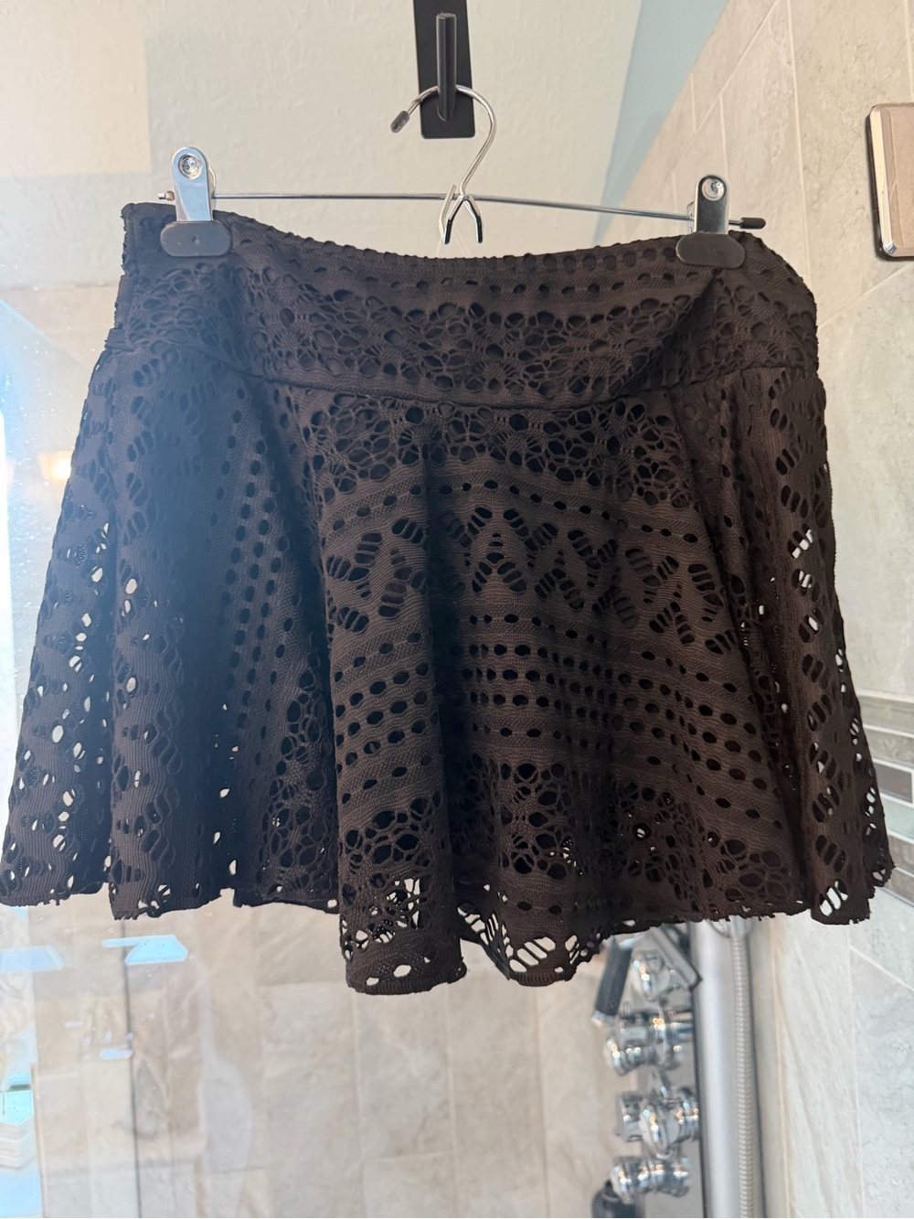 Black Crochet Swim Cover-Up Skirt - Women's Beach Wrap
